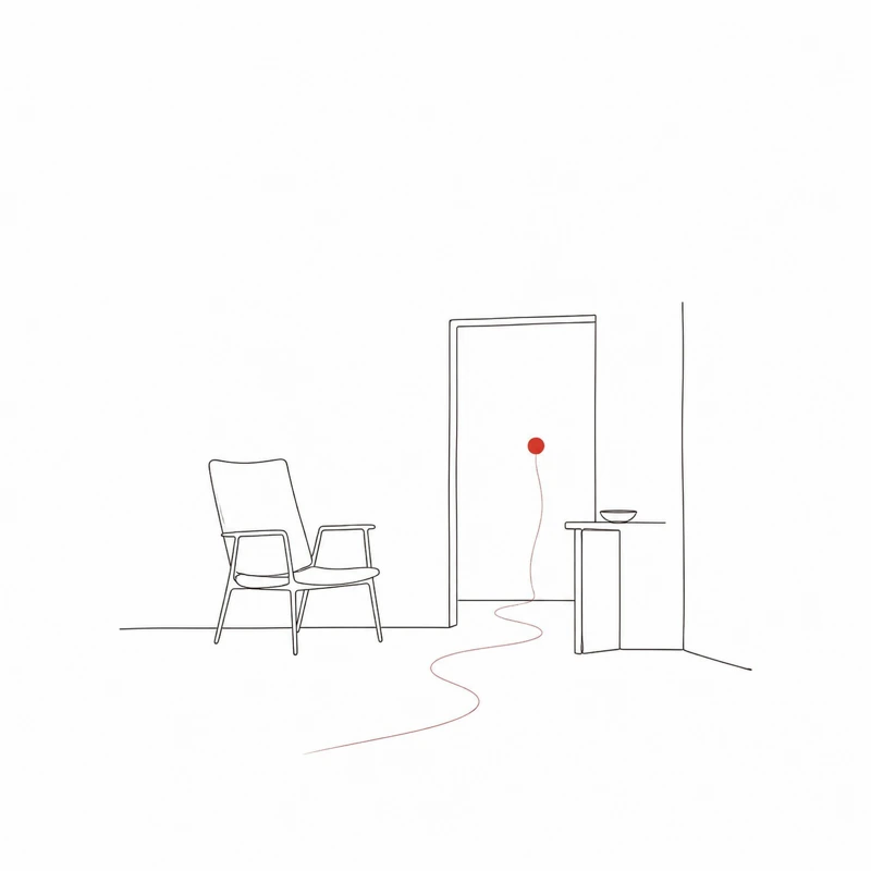 Line-drawing illustration: Daimonia brand presence in the AI ecosystem, brand symbol and AI answer visibility (GEO) keyword network