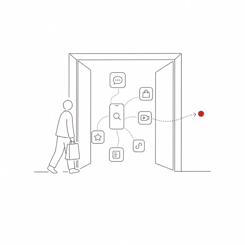 Line-drawing illustration: China market AI growth strategy: domestic AI assistant ecosystem landscape