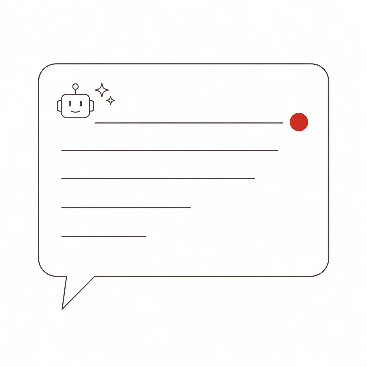Line-drawing illustration: AI answer visibility: your brand appearing in AI assistant answers