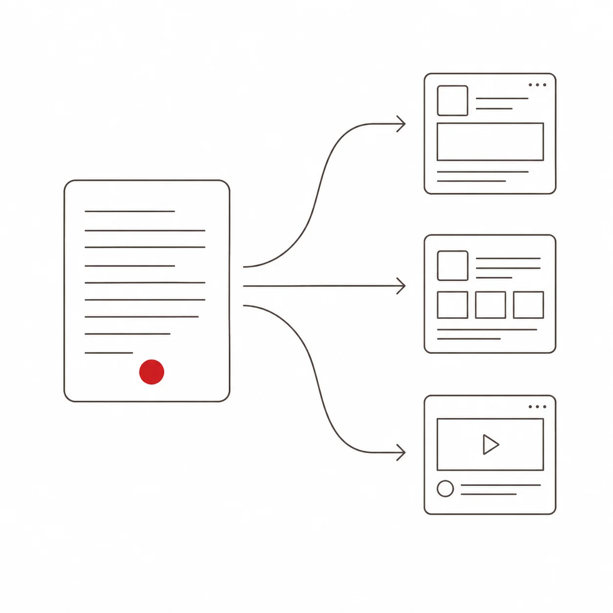Line-drawing illustration: Digital Media Agent: autonomous content creation and multi-platform distribution